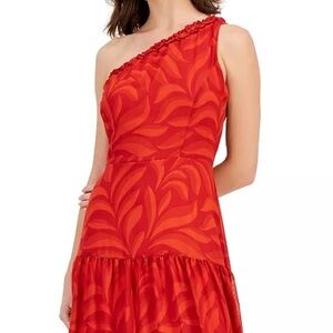 Taylor Vibrant Red One-Shoulder Dress